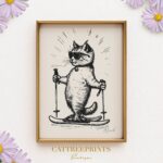 Skiing Cat Art Print