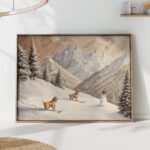 Skiing Dogs Winter Art Print