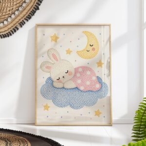 Sleeping Bunny Moon Cloud Print