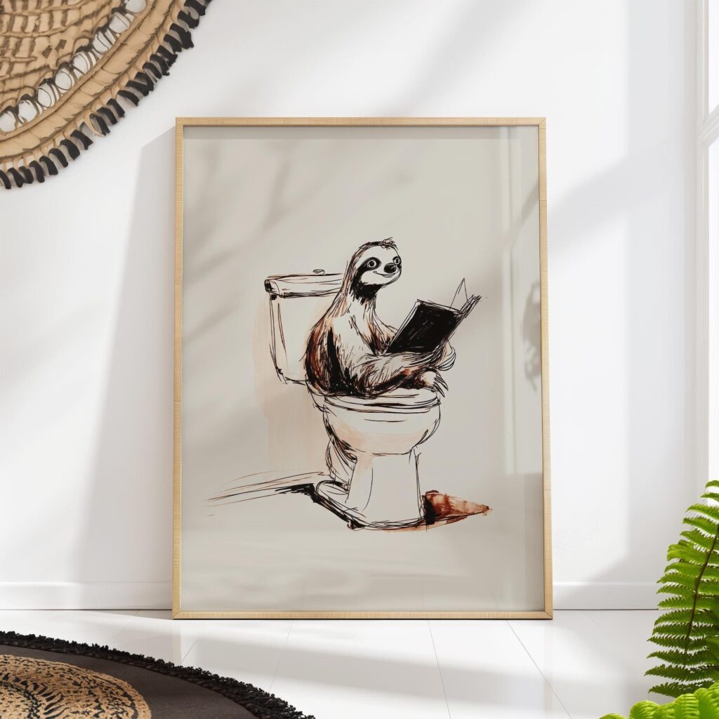 Sloth Bathroom Art Print Sloth Bathroom Art Print