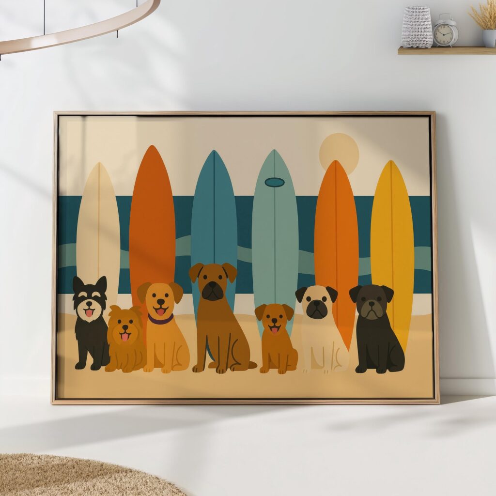 Surf Dog Art Print Surf Dog Art Print