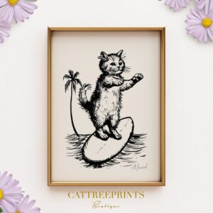 Surfing Cat Print