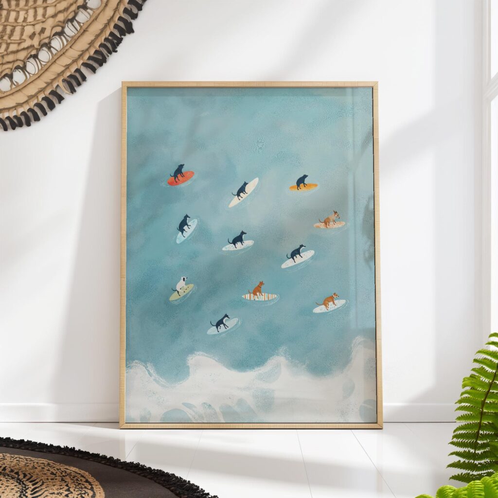 Surfing Dogs Art Print Surfing Dogs Art Print