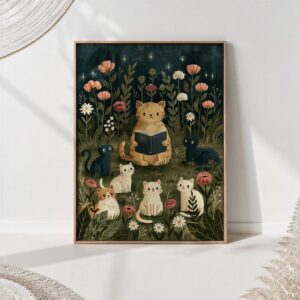 Tabby Cat Reading Print