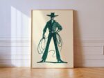 Teal Cowboy Western Print