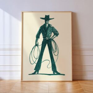 Teal Cowboy Western Print