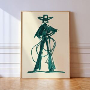 Teal Cowgirl Poster