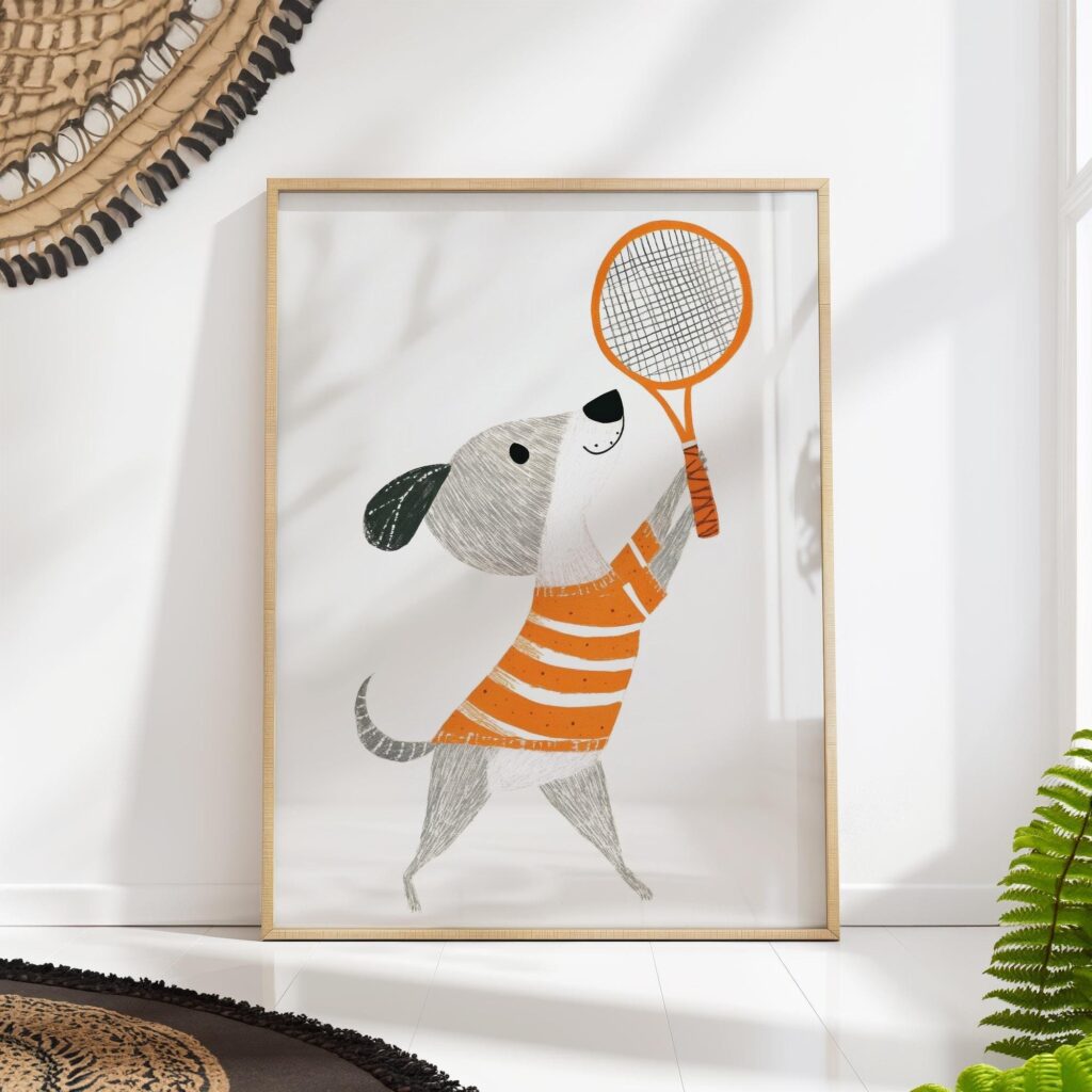 Tennis Dog Nursery Print Tennis Dog Nursery Print