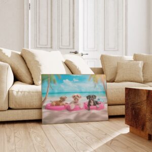 Tropical Beach Dogs Art Print