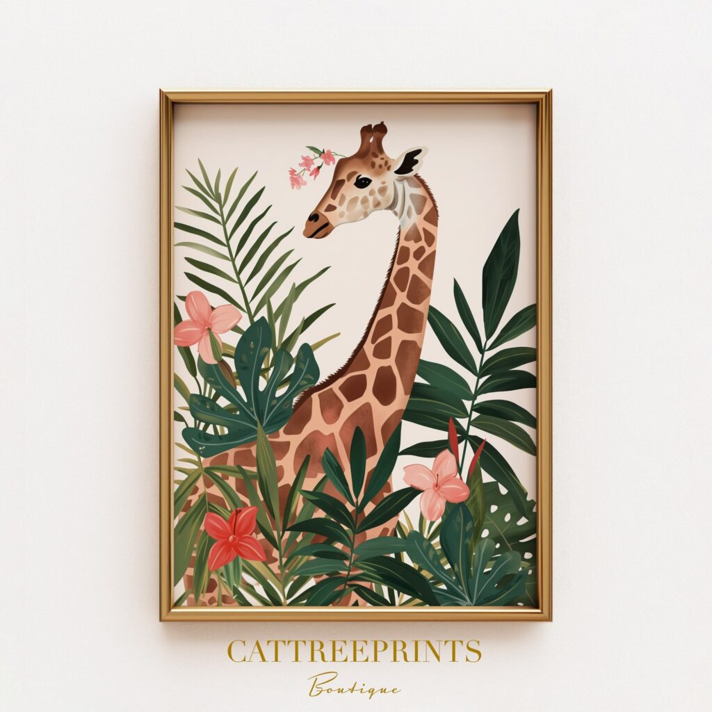 Tropical Giraffe Art Print Tropical Giraffe Art Print