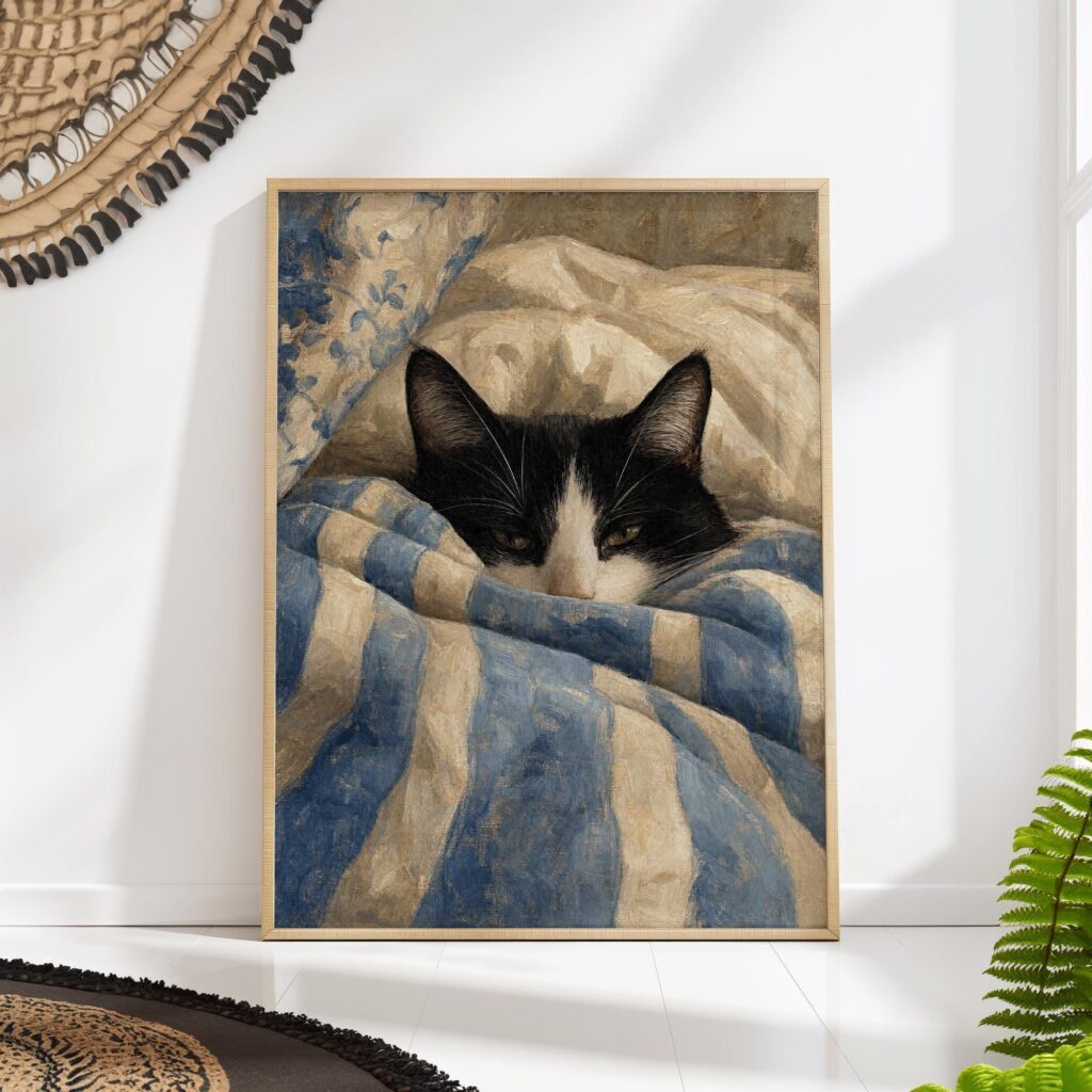 Tuxedo Sleeping Cat Print Tuxedo Sleeping Cat Print