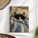 Tuxedo Sleeping Cat Print