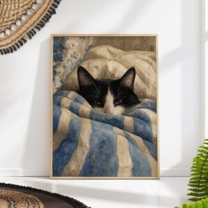 Tuxedo Sleeping Cat Print