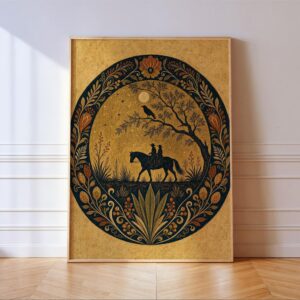 Two Riders on Horseback Under the Moon Print