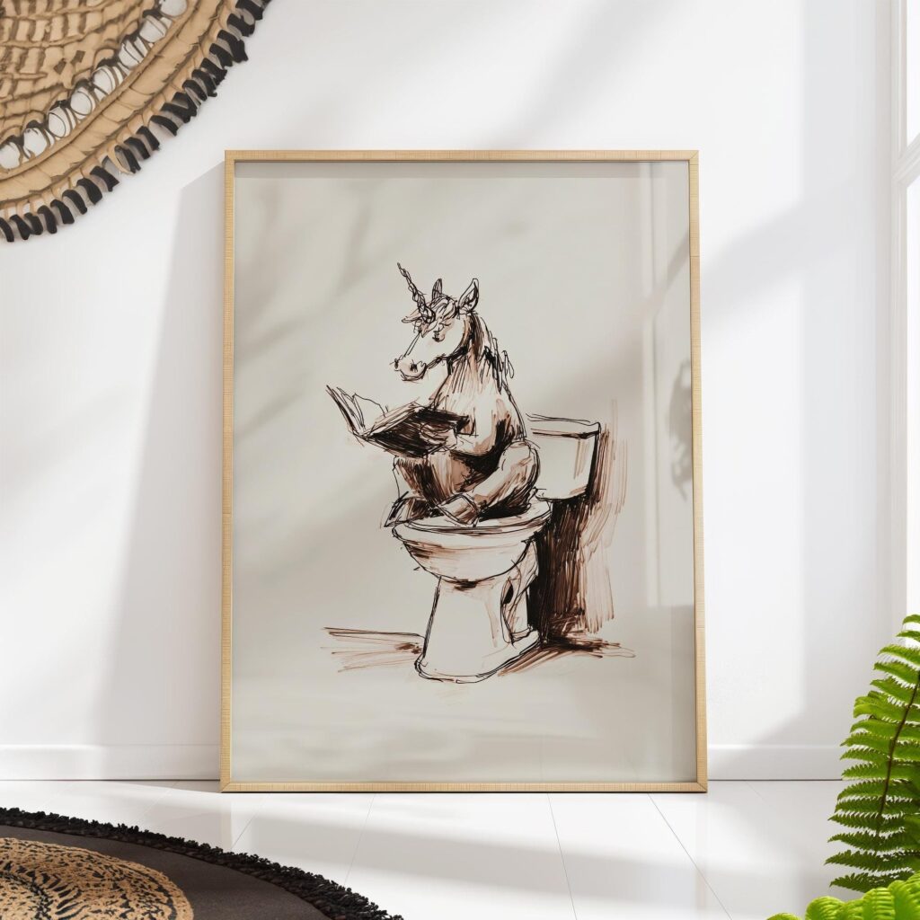 Unicorn Bathroom Art Print Unicorn Bathroom Art Print
