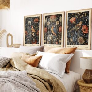 Vintage Bird Botanical Prints Set