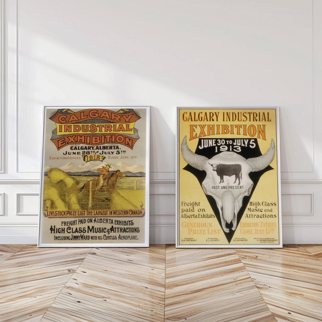 Vintage Calgary Exhibition Poster Set: 1912-1913 Rodeo Fair Art Prints Vintage Calgary Exhibition Poster Set