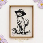 Vintage Cat Gardener Print
