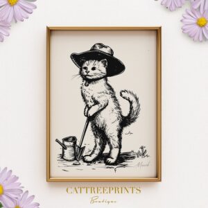 Vintage Cat Gardener Print