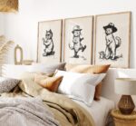 Vintage Cat Illustration Prints Set