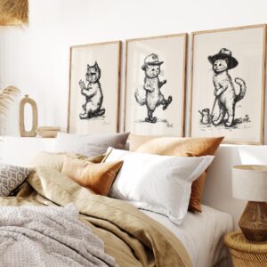 Vintage Cat Illustration Prints Set