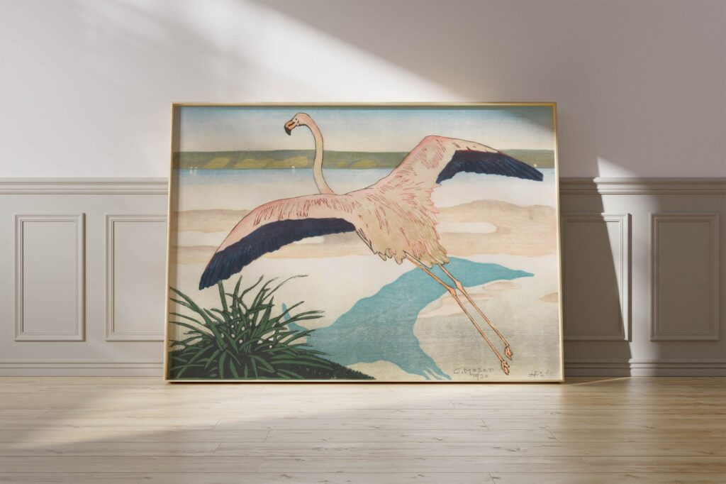 Vintage Flamingo Art Deco Print