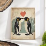 Vintage Penguin Couple Art Print