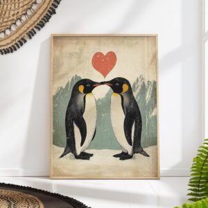 Vintage Penguin Couple Art Print