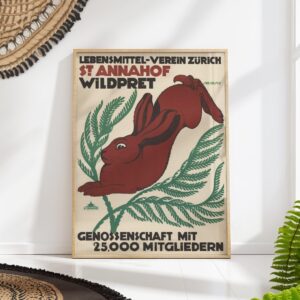 Vintage Swiss Rabbit Art Nouveau Poster