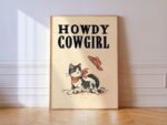 Western Cat Howdy Cowgirl Art Print