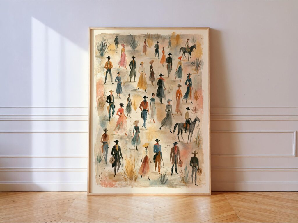 Western Cowboy Cowgirl Print