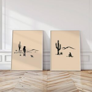 Western Cowboy Cowgirl Set of 2 Southwestern Rodeo Prints Fashion Ranch