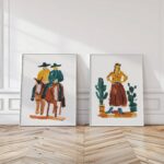 Western Cowgirl And Cowboy Art Set