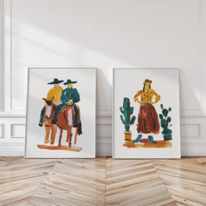 Western Cowgirl And Cowboy Art Set