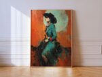 Western Cowgirl in Teal and Orange Print