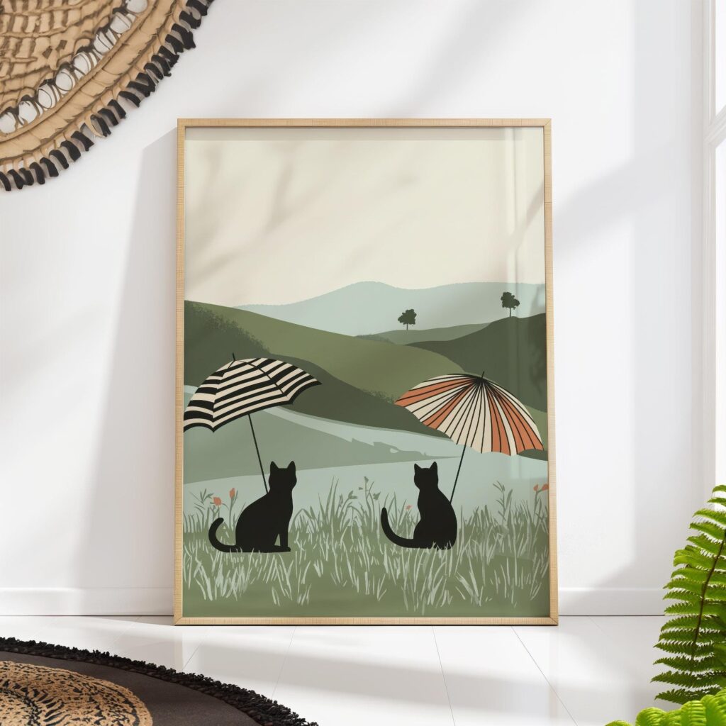 Whimsical Cat Art Print Whimsical Cat Art Print