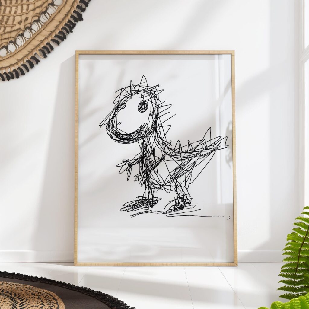 Whimsical Scribble Dinosaur Sketch Art Print Whimsical Scribble Dinosaur Sketch Art Print