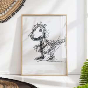 Whimsical Scribble Dinosaur Sketch Art Print