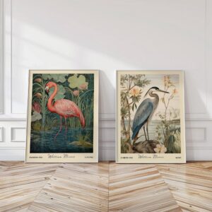 William Morris Bird Print Set Flamingo Heron