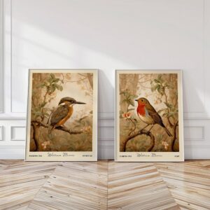 William Morris Bird Print Set Kingfisher Robin