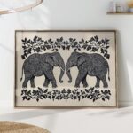 William Morris Black and White Elephant Wall Art