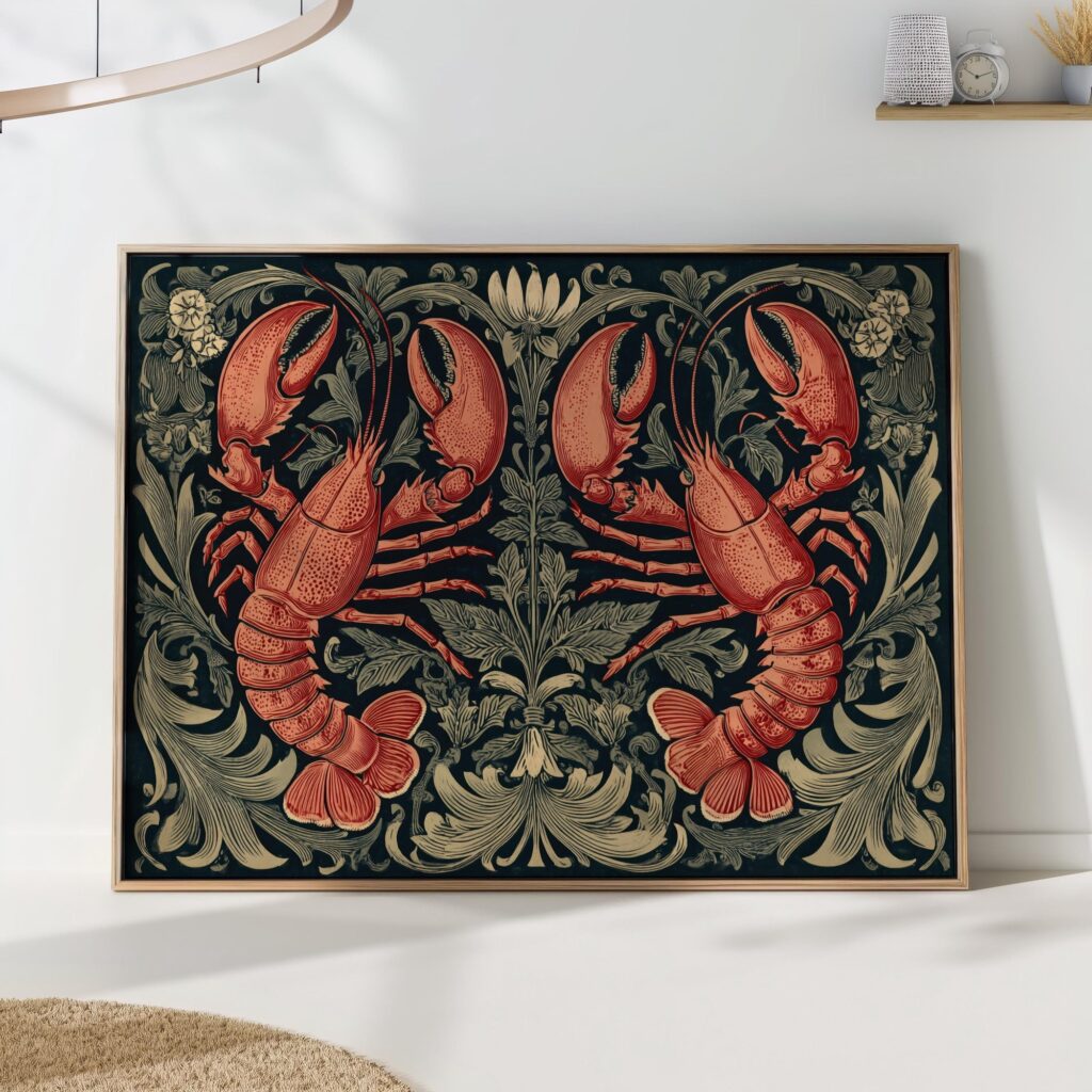 William Morris Botanical Lobster Print