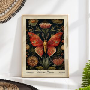 William Morris Butterfly Vintage Botanical Art Print Wall Decor