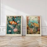 William Morris Clownfish & Turtle Print Set