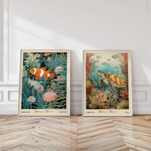 William Morris Clownfish & Turtle Print Set