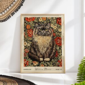 William Morris Grumpy Cat Art Print