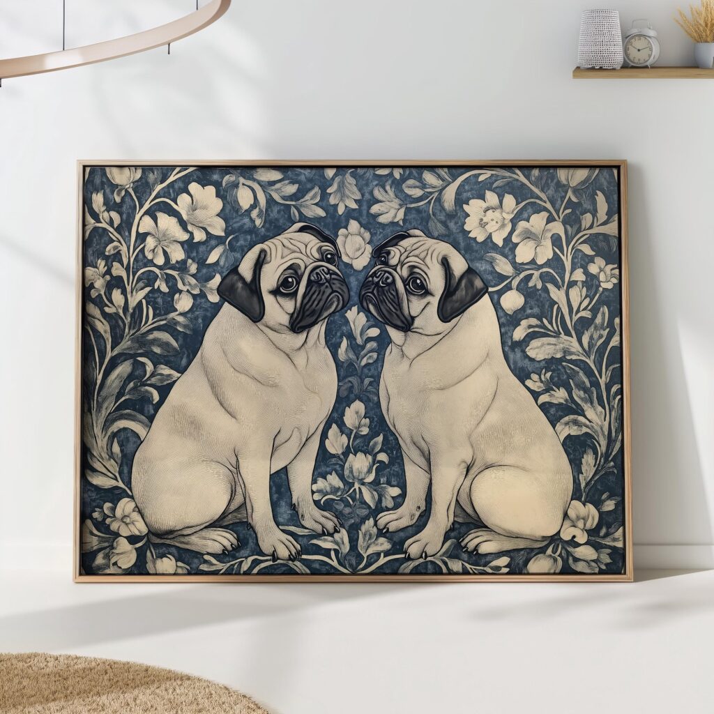 William Morris Pug Wall Art William Morris Pug Wall Art