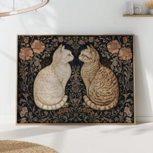 William Morris Style Cat Art Print