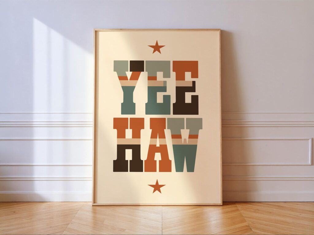 Yeehaw Print Western Typography Poster Farmhouse Wall Art PRINTED & FRAMED Yeehaw Western Typography Print