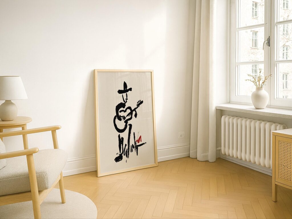 Abstract Cowboy Guitarist Ink Print